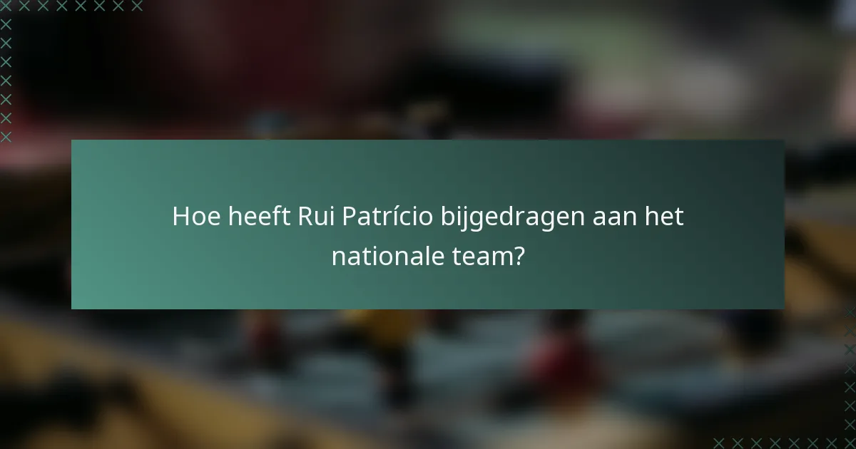 Hoe heeft Rui Patrício bijgedragen aan het nationale team?