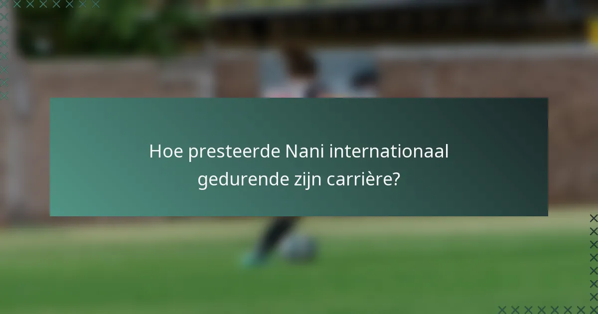 Hoe presteerde Nani internationaal gedurende zijn carrière?