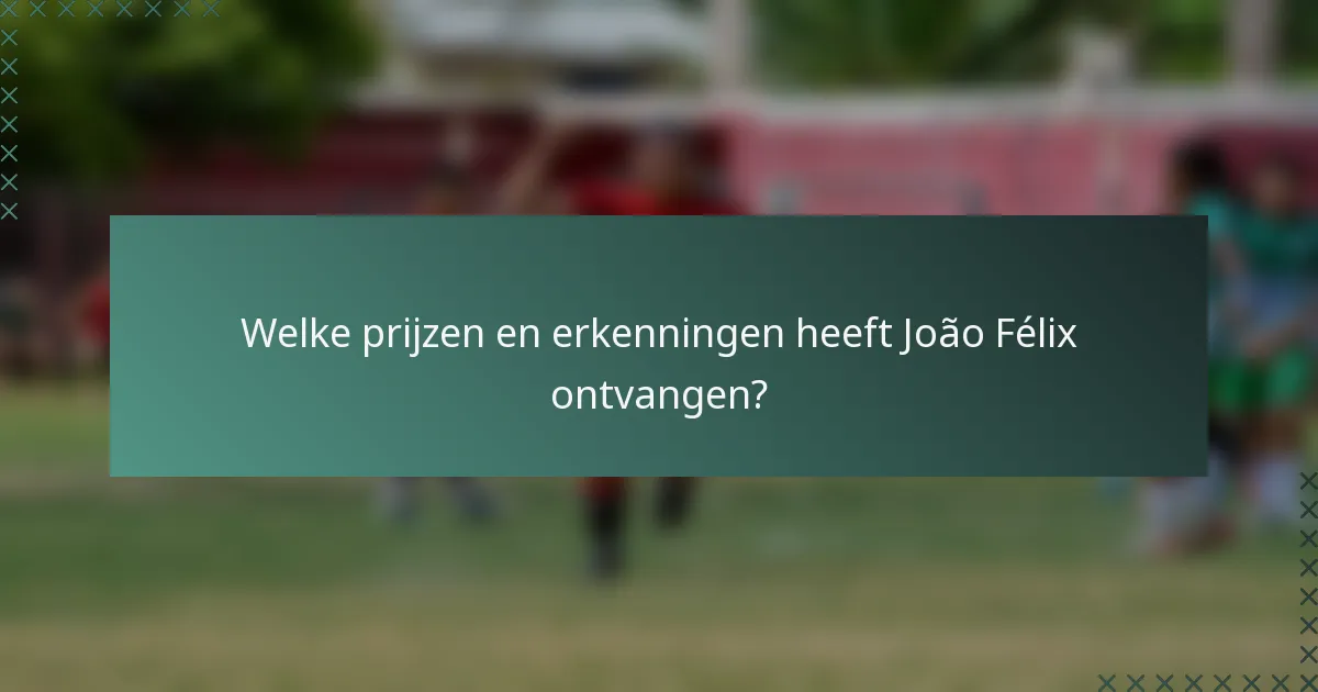Welke prijzen en erkenningen heeft João Félix ontvangen?