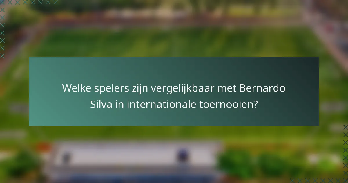 Welke spelers zijn vergelijkbaar met Bernardo Silva in internationale toernooien?